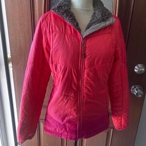 Women's Cabellas bright pink and Grey Large Coat EUC puffer jacket outdoor